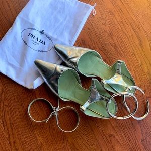Prada silver leather sandals